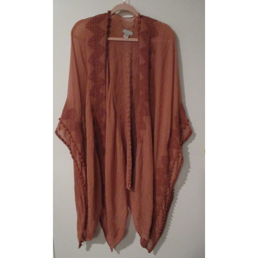 Demdaco Womens OS Pink Boho Lightweight Poncho Coverup Kimono Lightweight